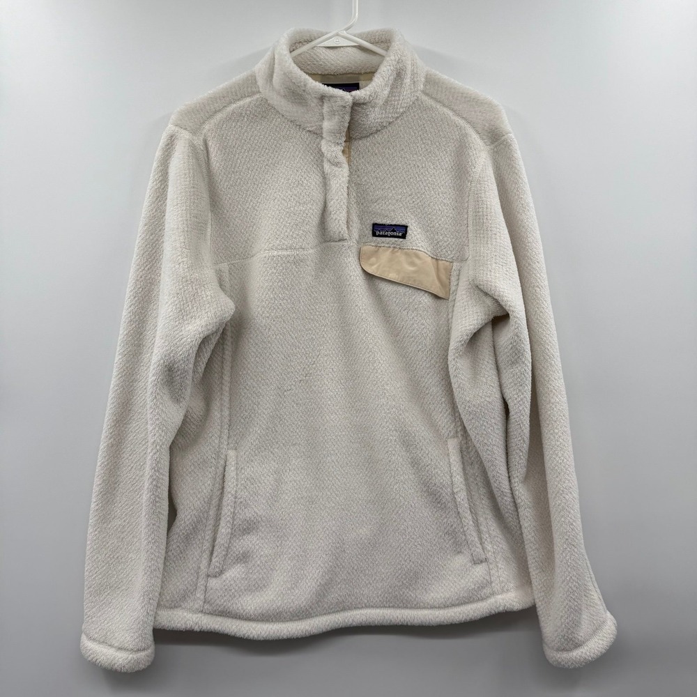 Patagonia Jacket Womens Xtra Large XL Fleece Re-Tool Snap T Polartec White Ivory